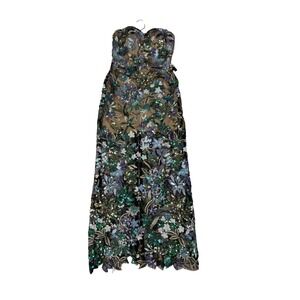 Catchall Strapless Sequin Floral Gown Formal Evening Size S